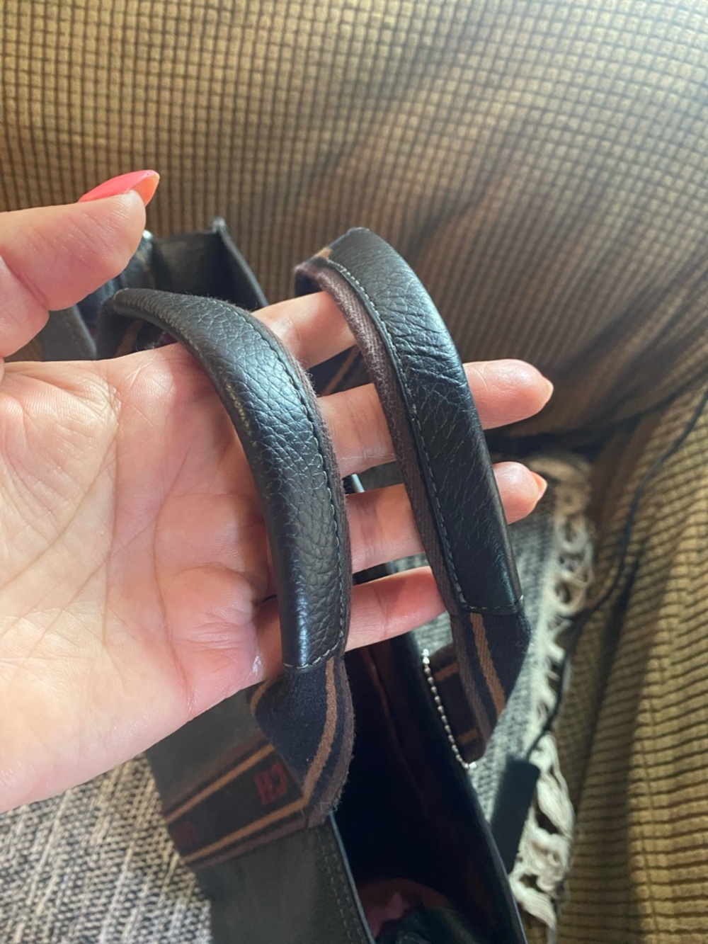 Coach Black Pebbled Tote with Logo Accent, Detachable Strap, Double Handles - Picture 13 of 17